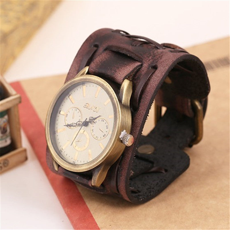 Accessories Foreign Trade Watches Retro Cowhide Watches Punk Watches Men'S Wrist Watches