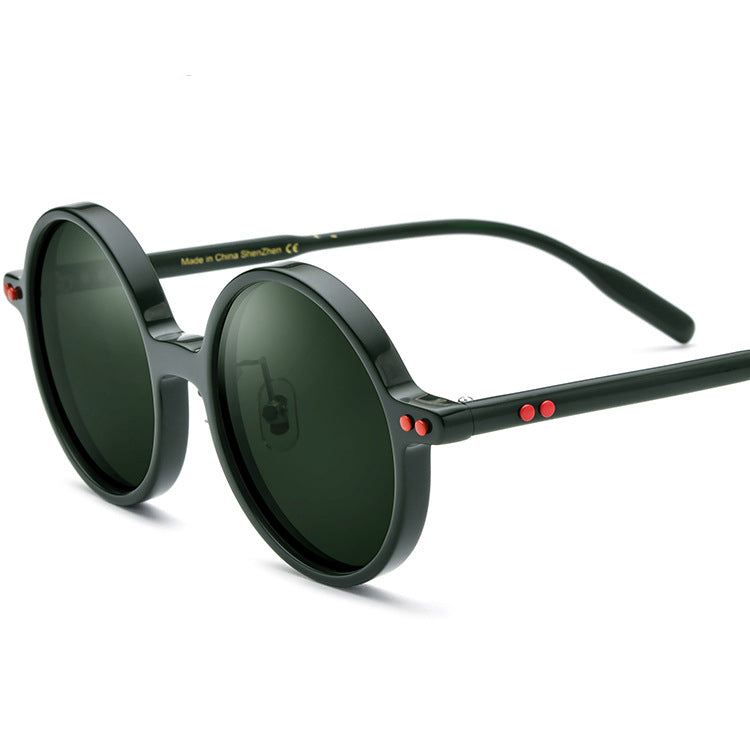 Classic Retro Plate Round Sunglasses Men