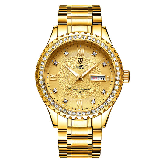Couple Watches Quartz Gold Diamond Minimalist Wristwatches