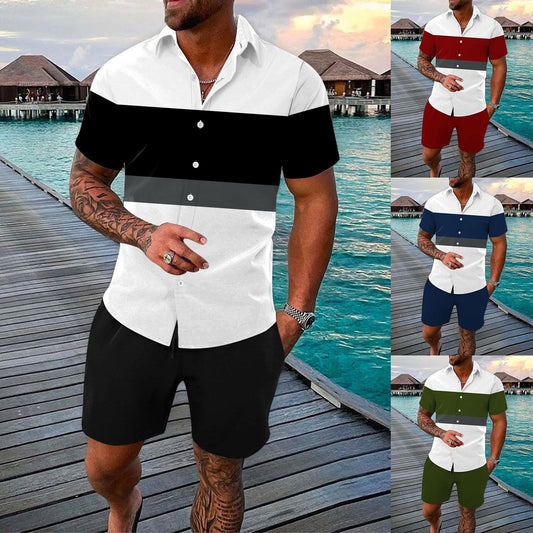 Fashion Men Summer Lapels Shirt Outfit